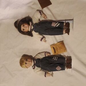 Seymour Mann Classic Doll with Denim Vintage Porcelain Dolls Boy and Girl